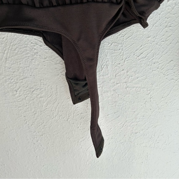 Free People Turnt Bodysuit Under The Trees Dark Brown Shimmer Sz Small - Picture 6 of 7